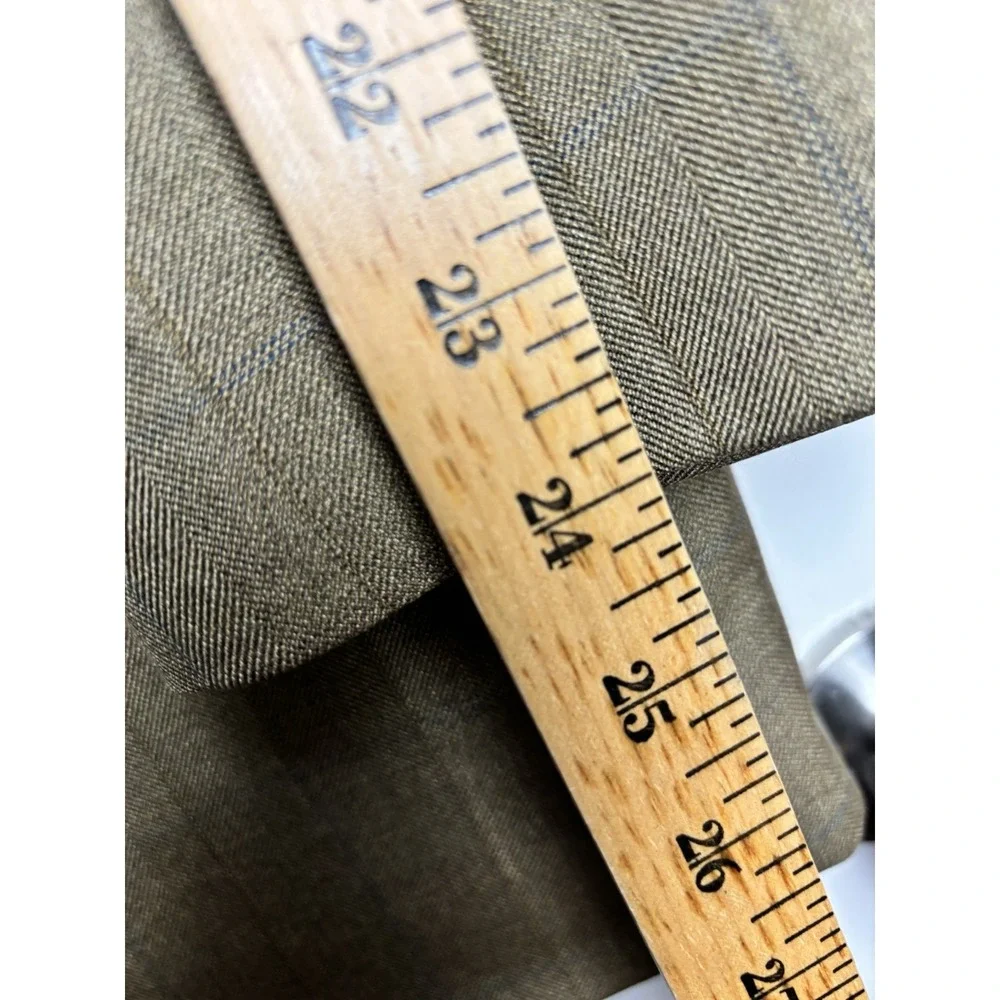JOSEPH & FEISS Mens 43R Beige WINDOWPANE Wool & Silk Sport Coat Blazer Suit Coat